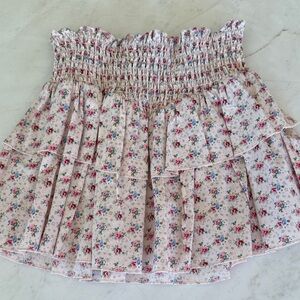 Katie J NYC Floral Ruffle Skirt - Pink and White